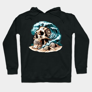 Skull Resting On A Sandy Beach Hoodie